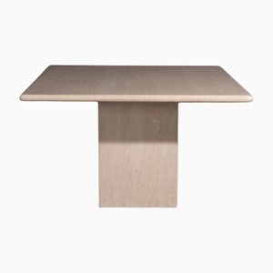 Square Travertine Dining Table, 1970s-UQV-1261301