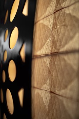 Square Wall Lamp in Red Wood and Rice Paper, 1980s-KNM-1762843