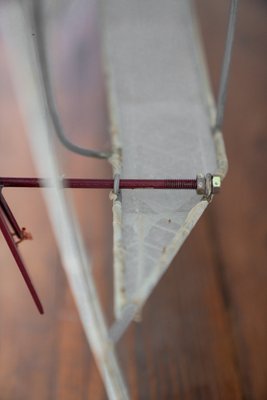 Square Wall Lamp in Red Wood and Rice Paper, 1980s-KNM-1762843