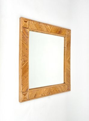 Square Wall Mirror in Rattan & Bamboo Attributed to Vivai Del Sud, Italy, 1970s-LYQ-1288540