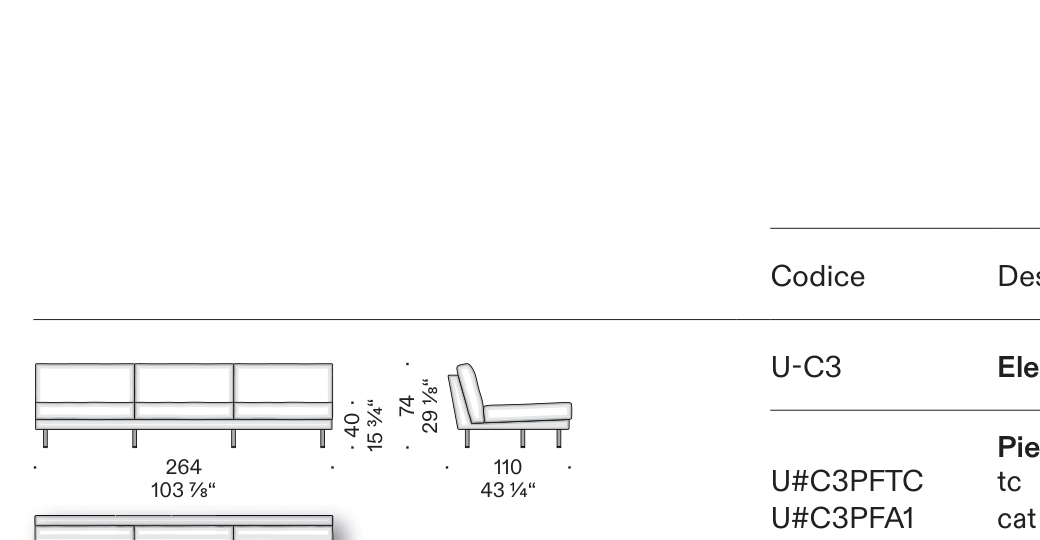 Centrale L 264 cm
