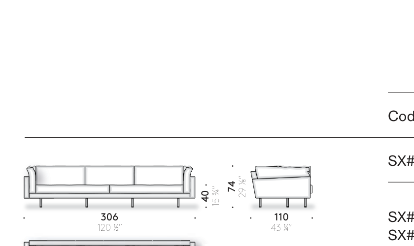 Divano L 306 cm (2 cuscini)