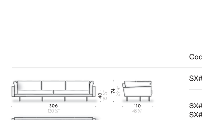 Divano L 306 cm (2 cuscini)