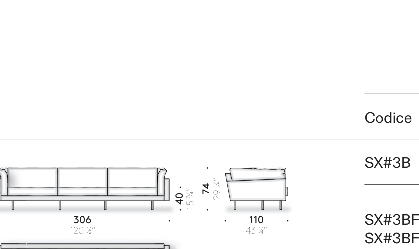 Divano L 306 cm (3 cuscini)
