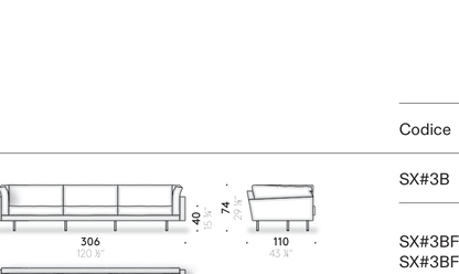 Divano L 306 cm (3 cuscini)
