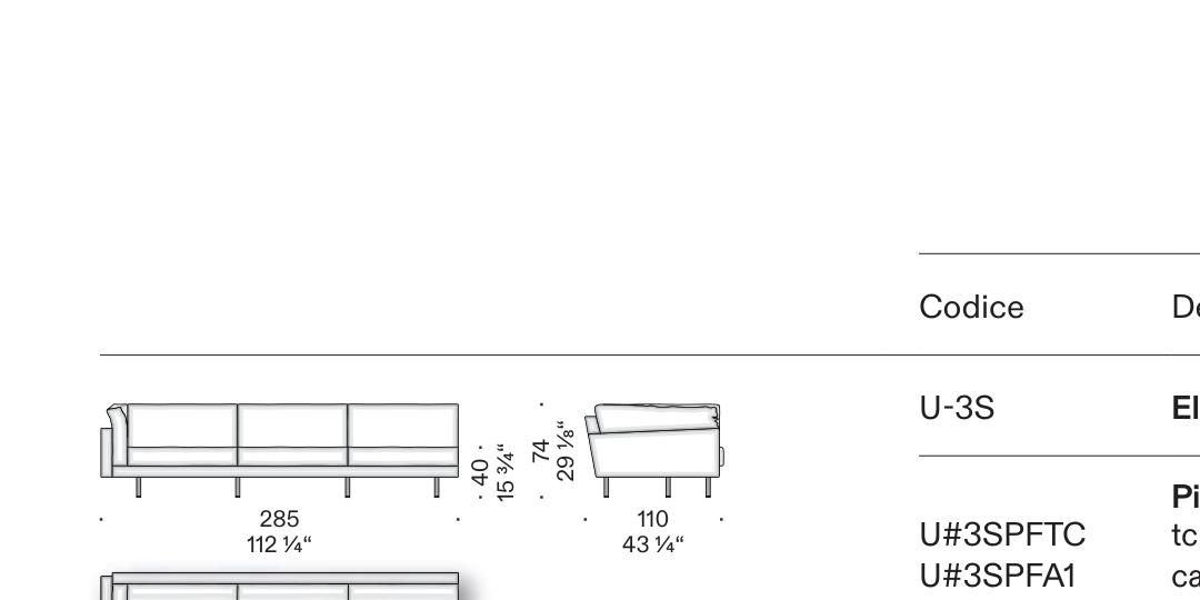 Terminale sx L 285 cm