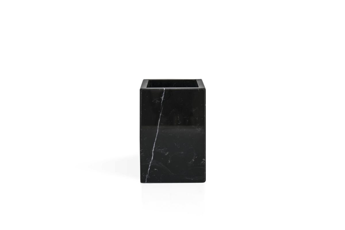 Squared Black Marquina Marble Toothbrush Holder from Fiammettav Home Collection