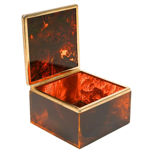 Squared Box in Faux Tortoiseshell & Acrylic Glass in the style of Christian Dior, Italy, 1970s