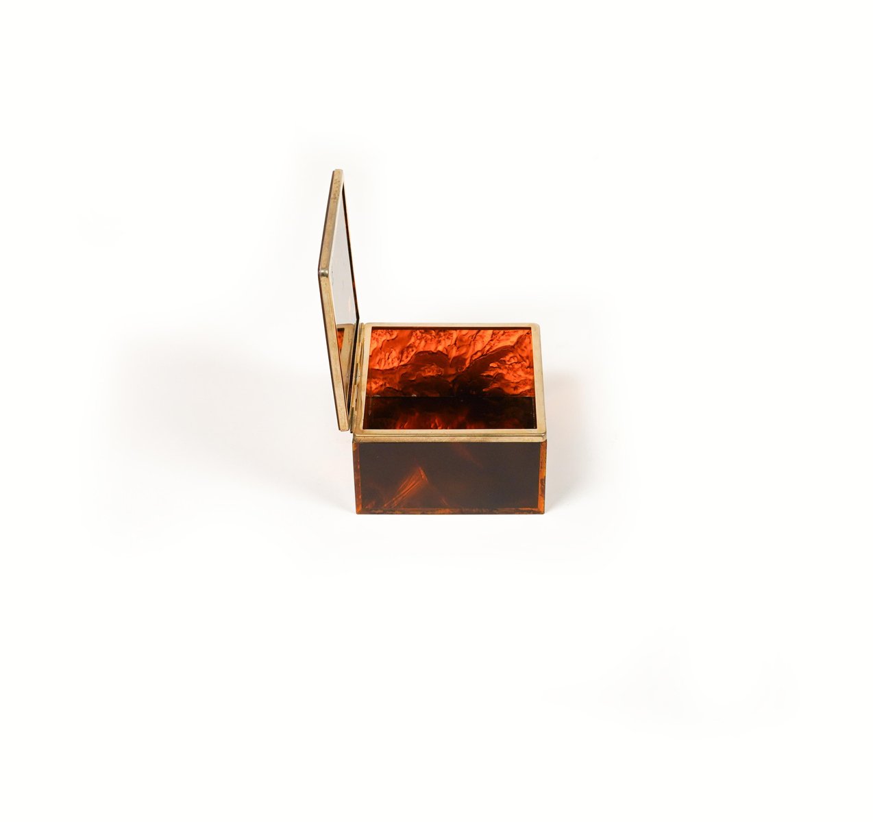 Squared Box in Faux Tortoiseshell & Acrylic Glass in the style of Christian Dior, Italy, 1970s