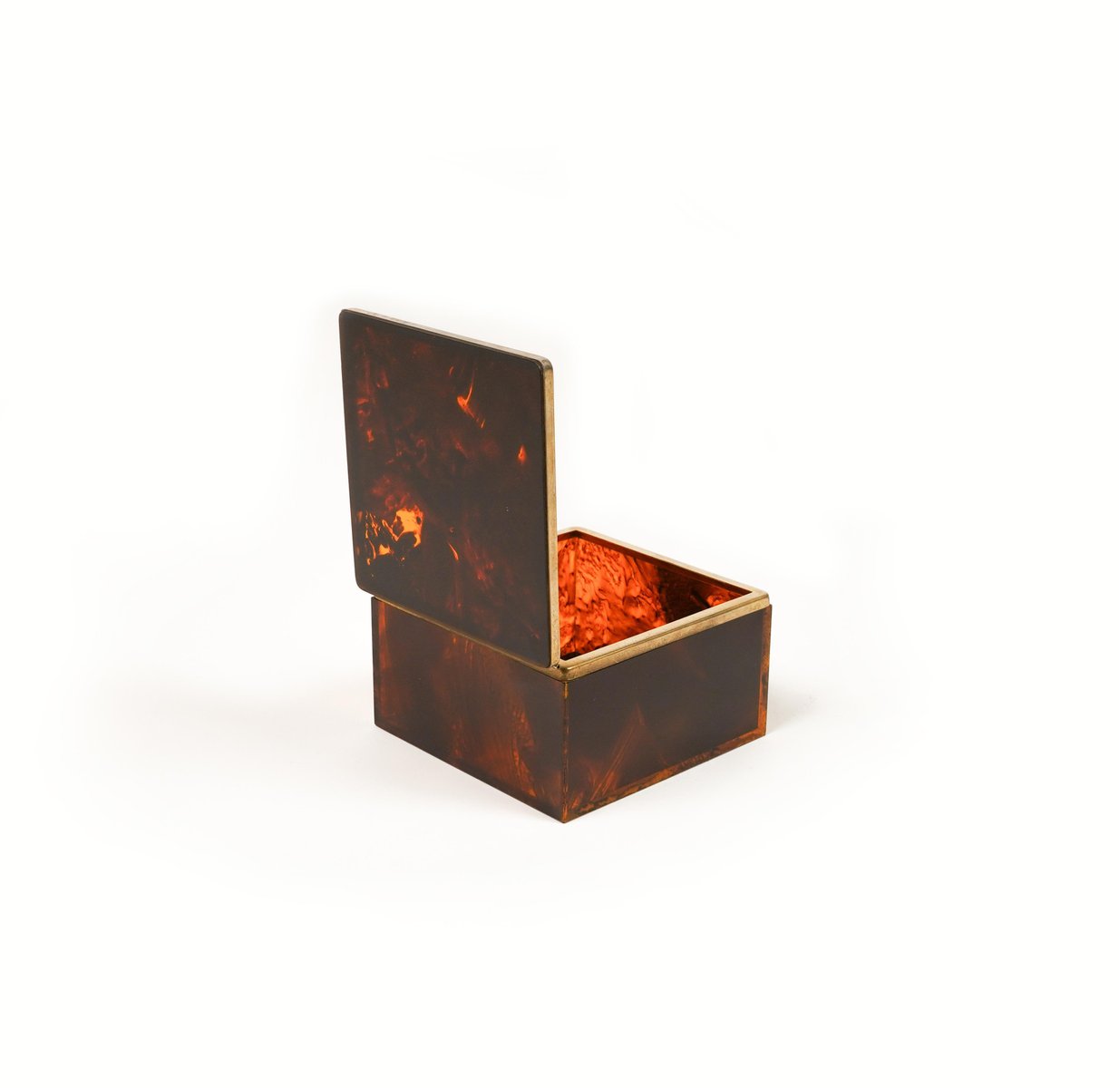 Squared Box in Faux Tortoiseshell & Acrylic Glass in the style of Christian Dior, Italy, 1970s