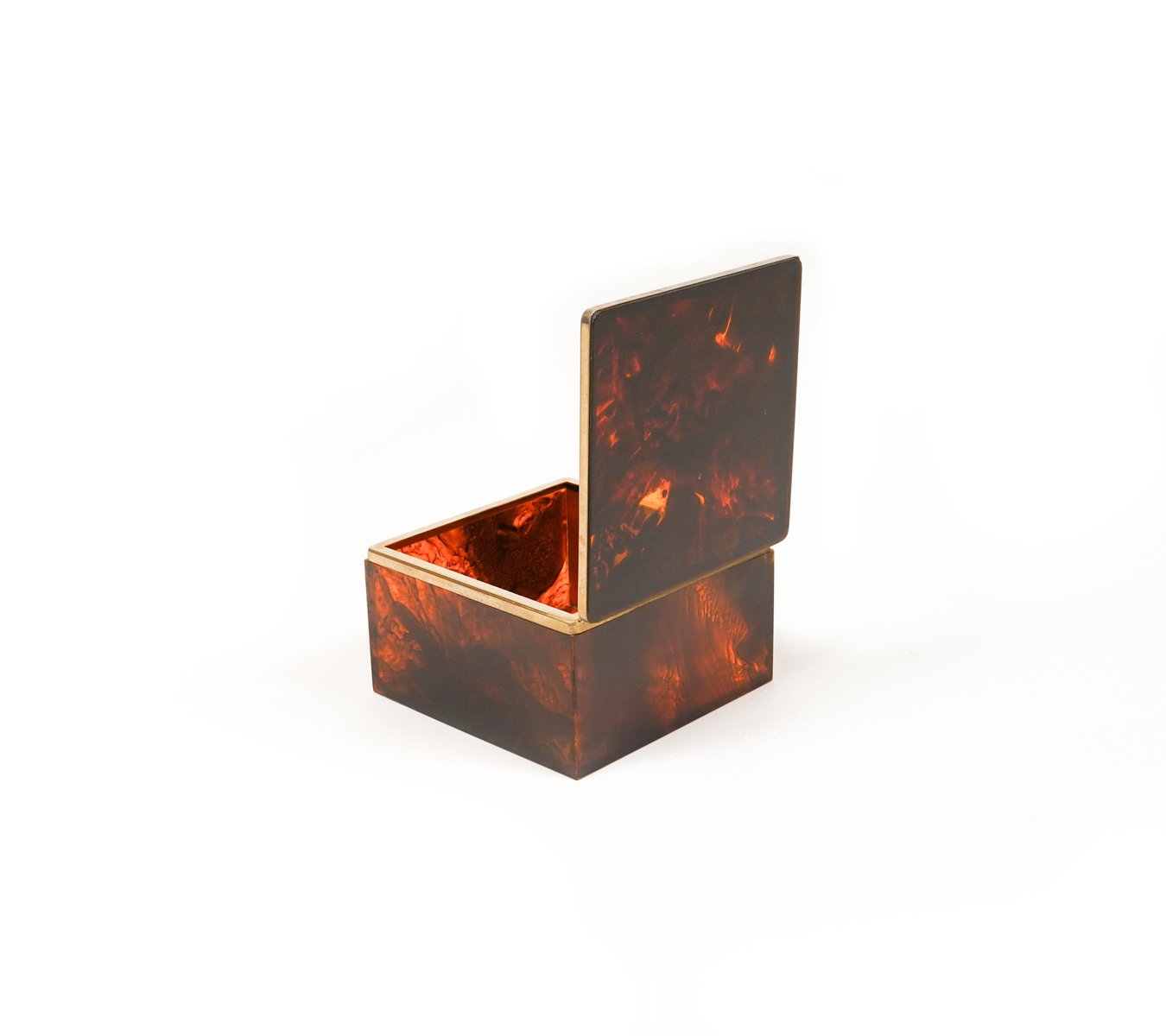 Squared Box in Faux Tortoiseshell & Acrylic Glass in the style of Christian Dior, Italy, 1970s