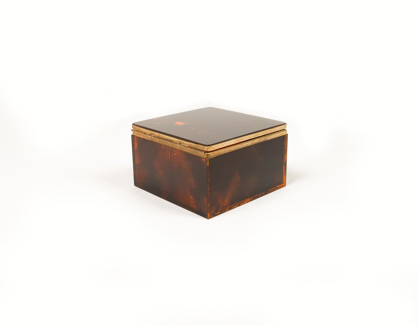 Squared Box in Faux Tortoiseshell & Acrylic Glass in the style of Christian Dior, Italy, 1970s