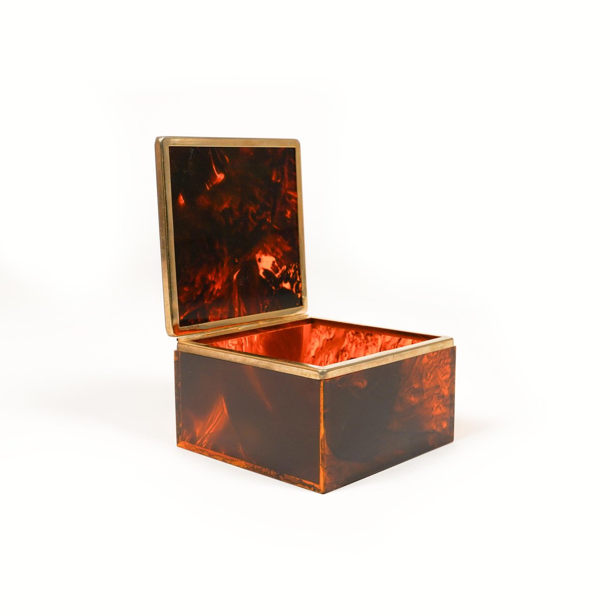 Squared Box in Faux Tortoiseshell & Acrylic Glass in the style of Christian Dior, Italy, 1970s