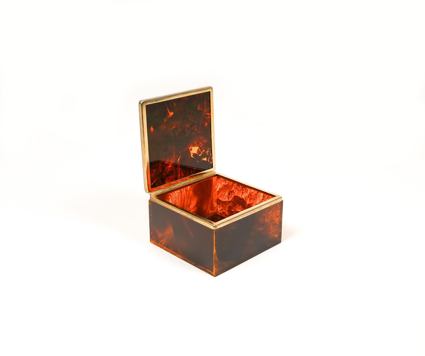 Squared Box in Faux Tortoiseshell & Acrylic Glass in the style of Christian Dior, Italy, 1970s