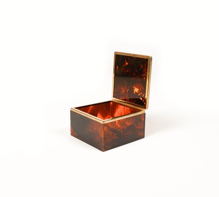 Squared Box in Faux Tortoiseshell & Acrylic Glass in the style of Christian Dior, Italy, 1970s-LYQ-1729863