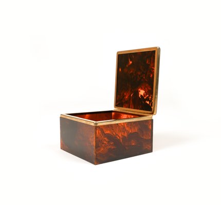 Squared Box in Faux Tortoiseshell & Acrylic Glass in the style of Christian Dior, Italy, 1970s-LYQ-1729863