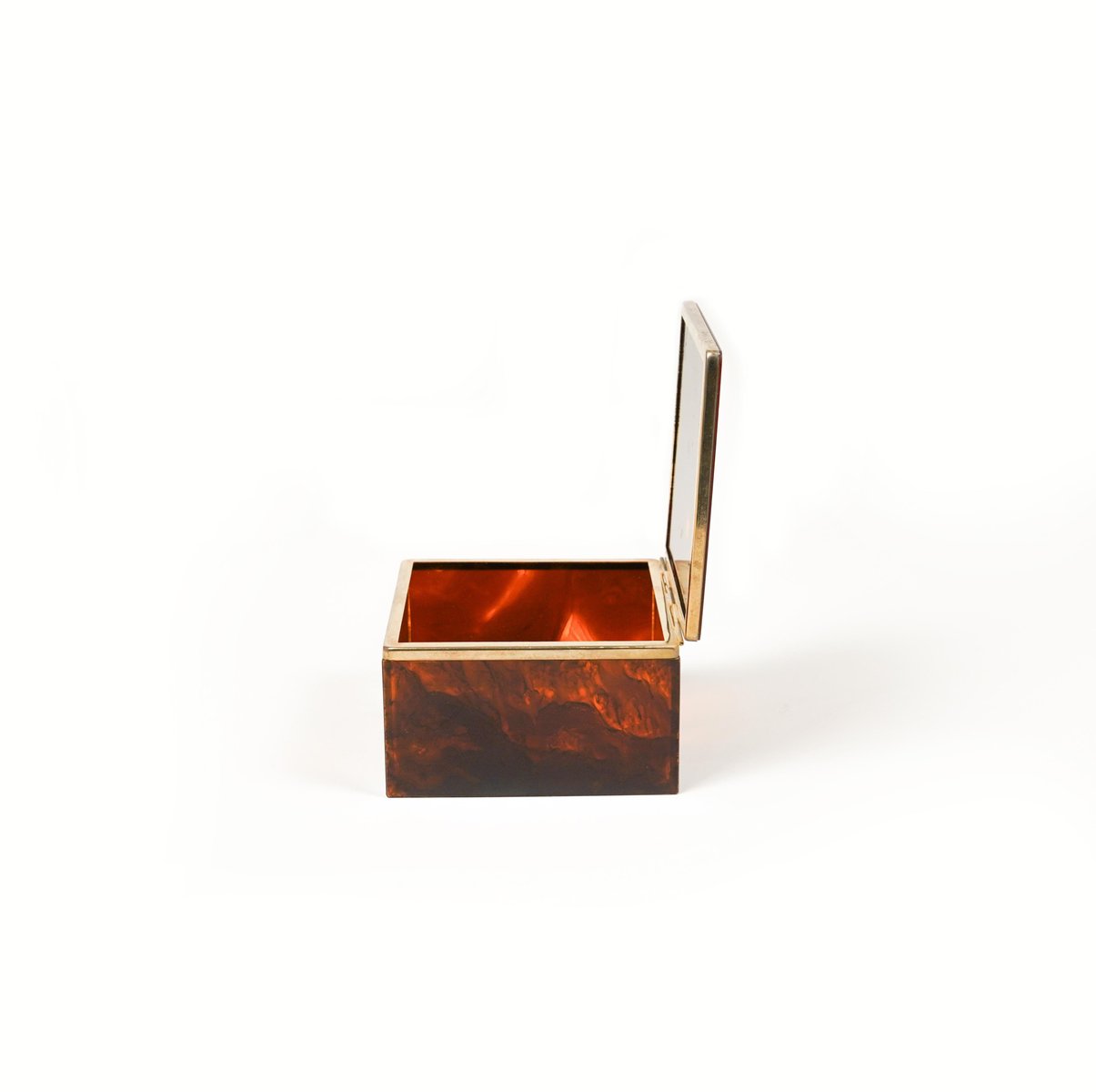 Squared Box in Faux Tortoiseshell & Acrylic Glass in the style of Christian Dior, Italy, 1970s