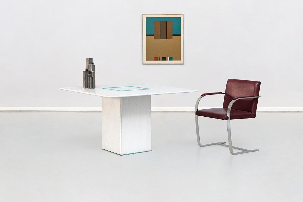 Squared Dining Marble Table by Gianfranco Frattini, 1985