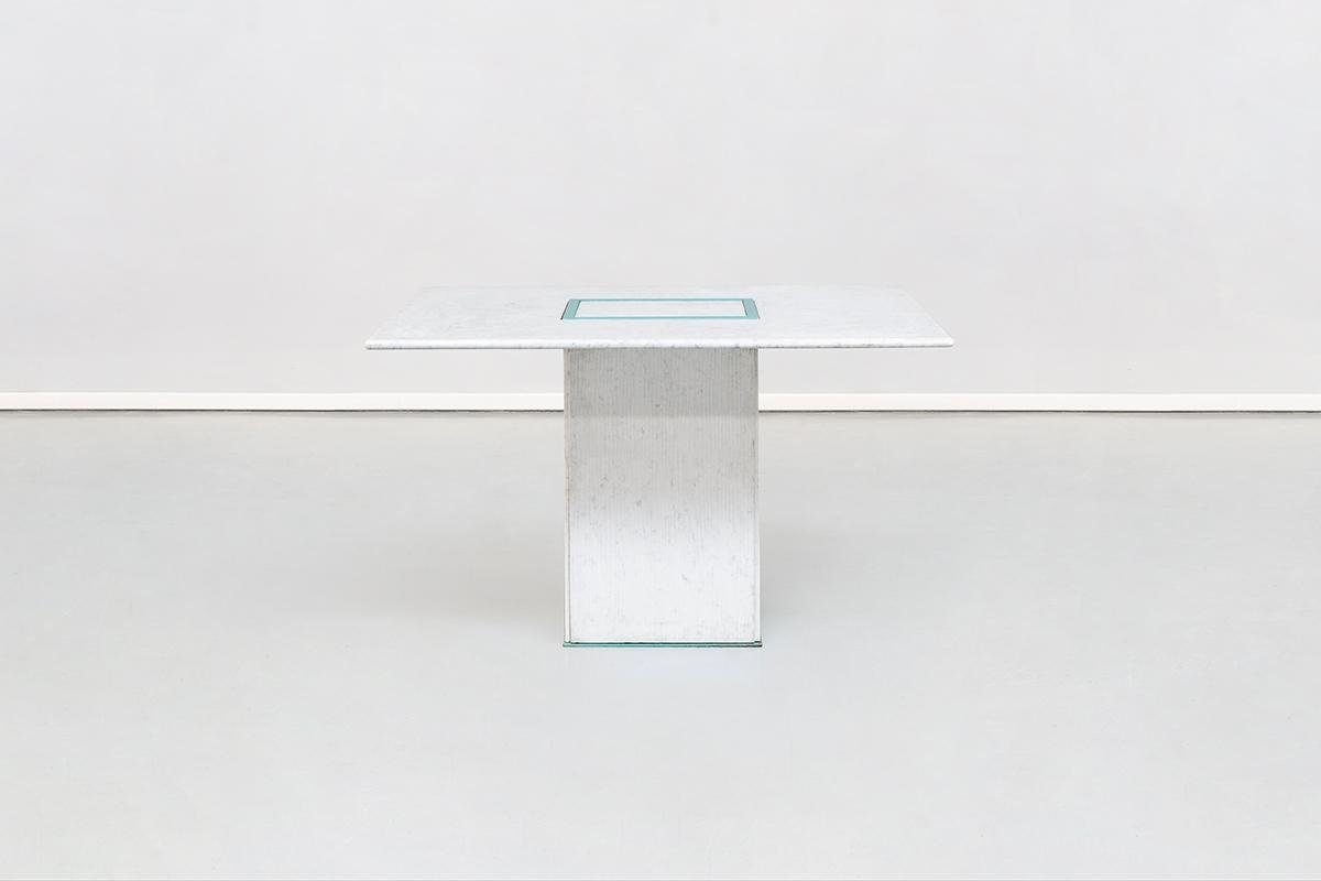 Squared Dining Marble Table by Gianfranco Frattini, 1985