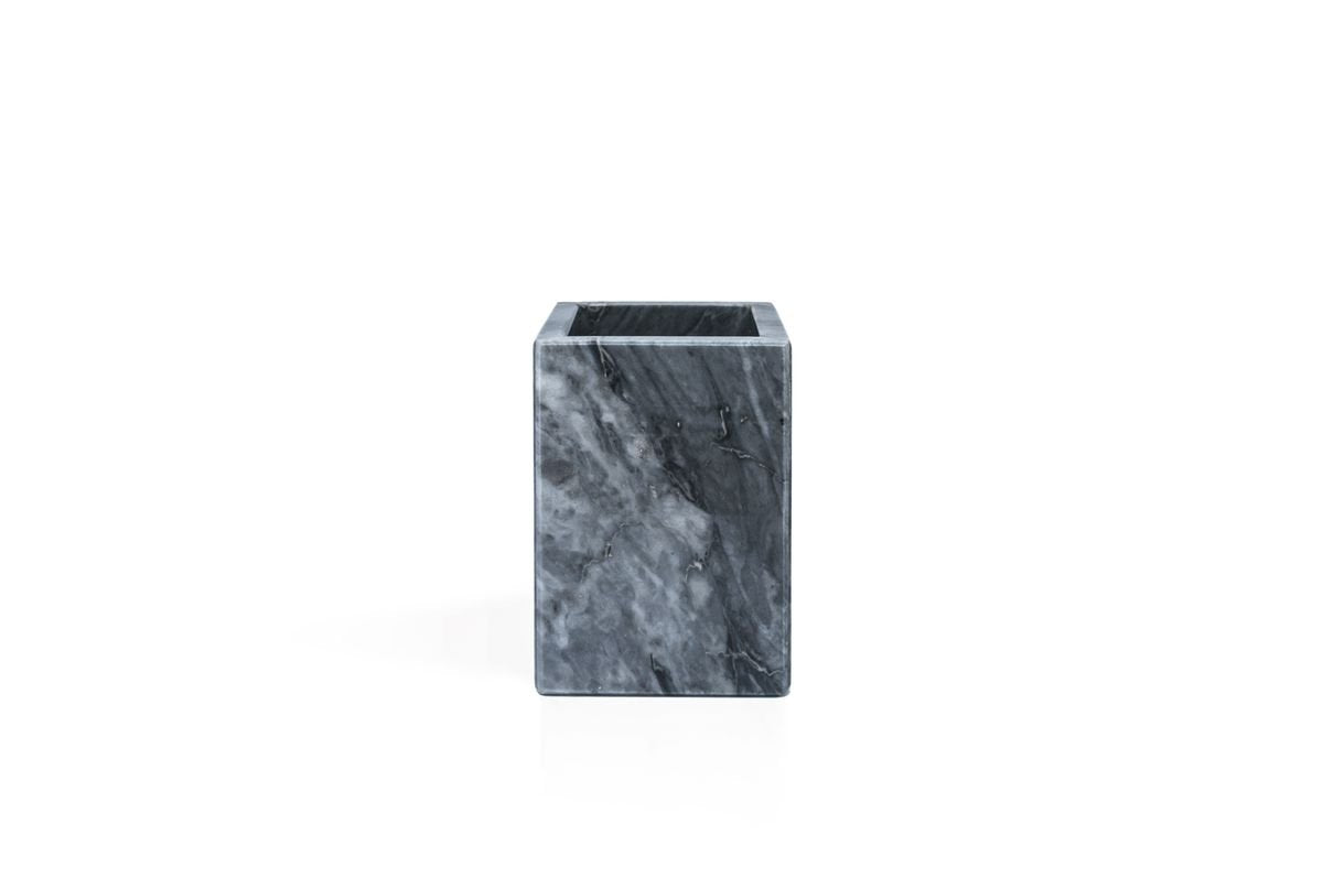 Squared Grey Bardiglio Marble Toothbrush Holder from Fiammettav Home Collection