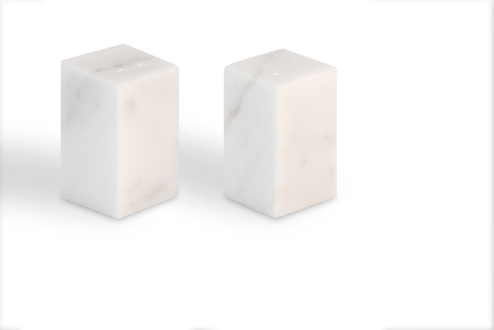 Squared Salt and Pepper Set In White Carrara Marble from FiammettaV Home Collection, Set of 2