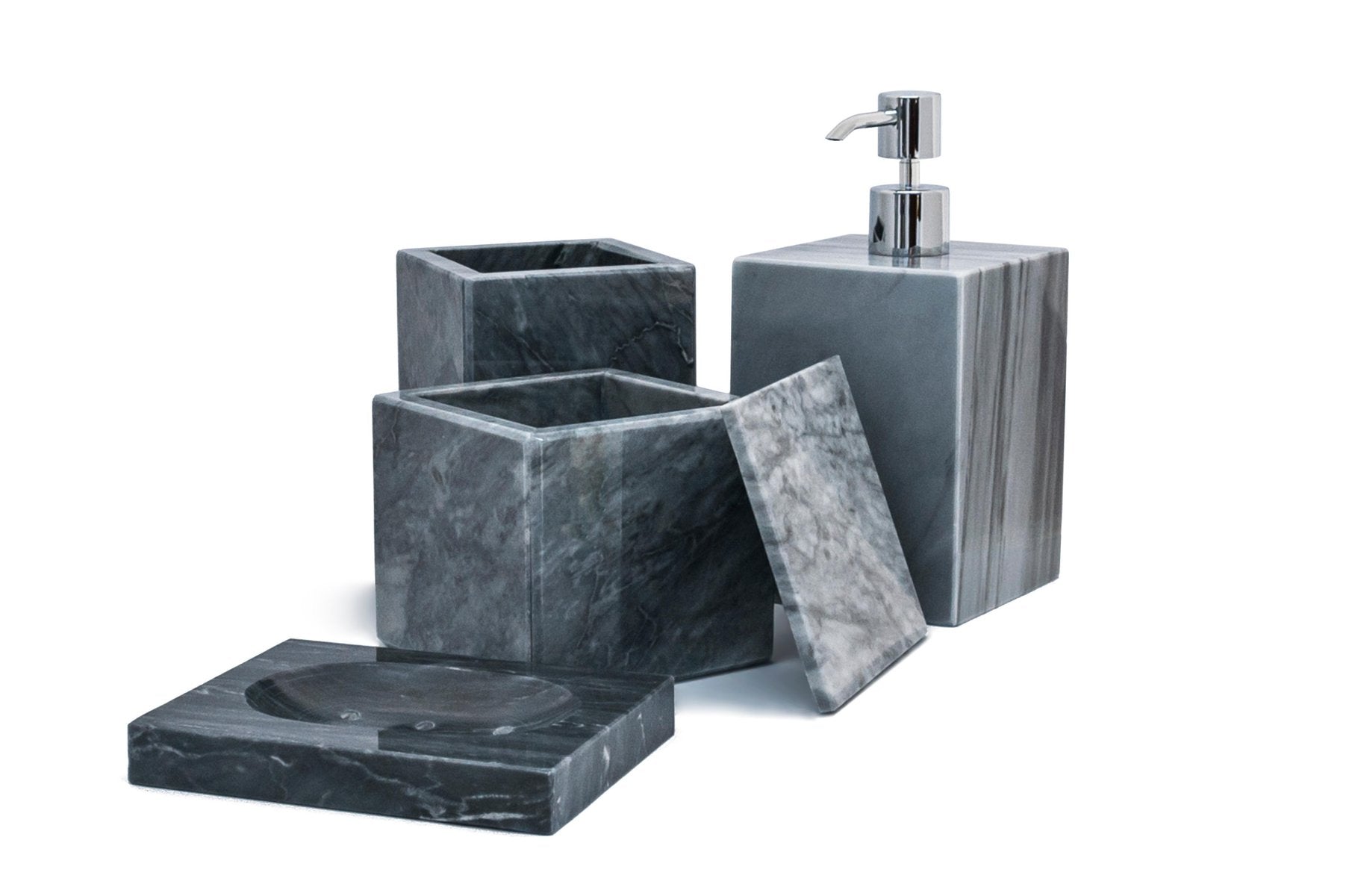 Squared Toothbrush Holder in Black Marble