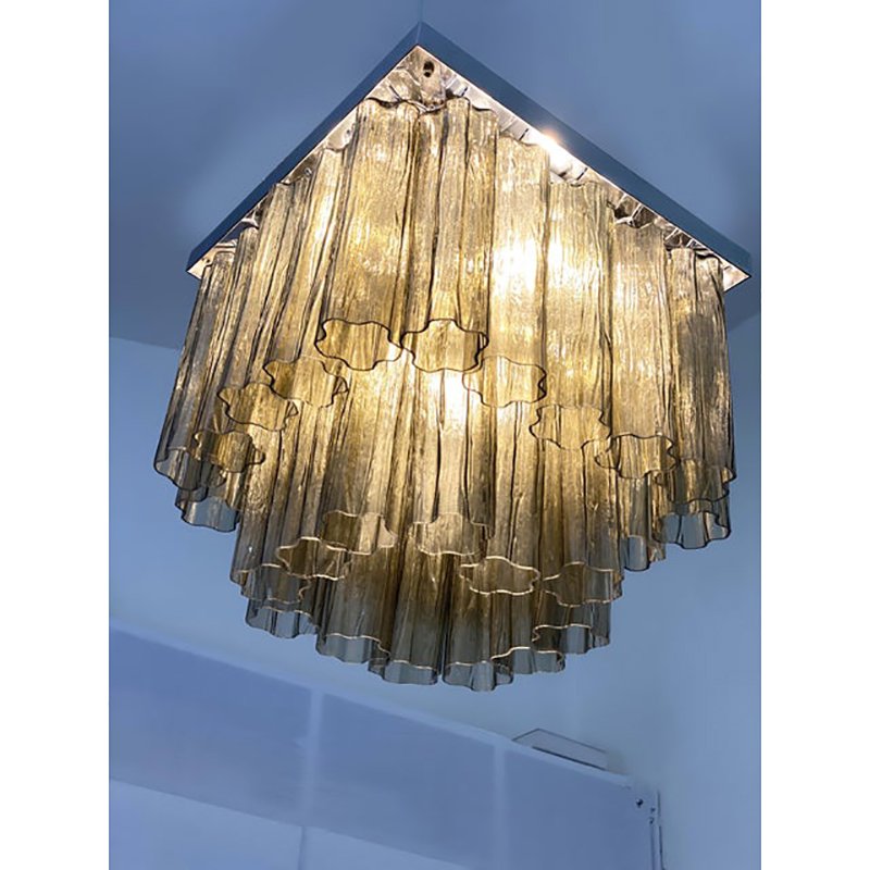 Squared Tronchi in Venini Style Murano Glass Sputnik Flush Mount by Simoeng