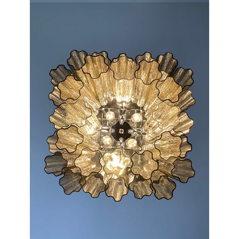 Squared Tronchi in Venini Style Murano Glass Sputnik Flush Mount by Simoeng