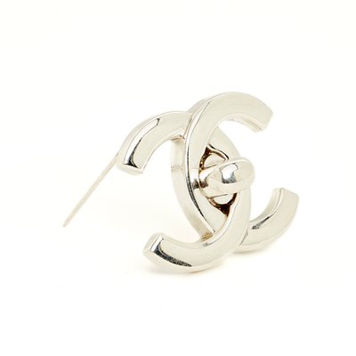 SS1996 CC Large Silver CC Turnlock Brooch by Chanel-NPN-2019998