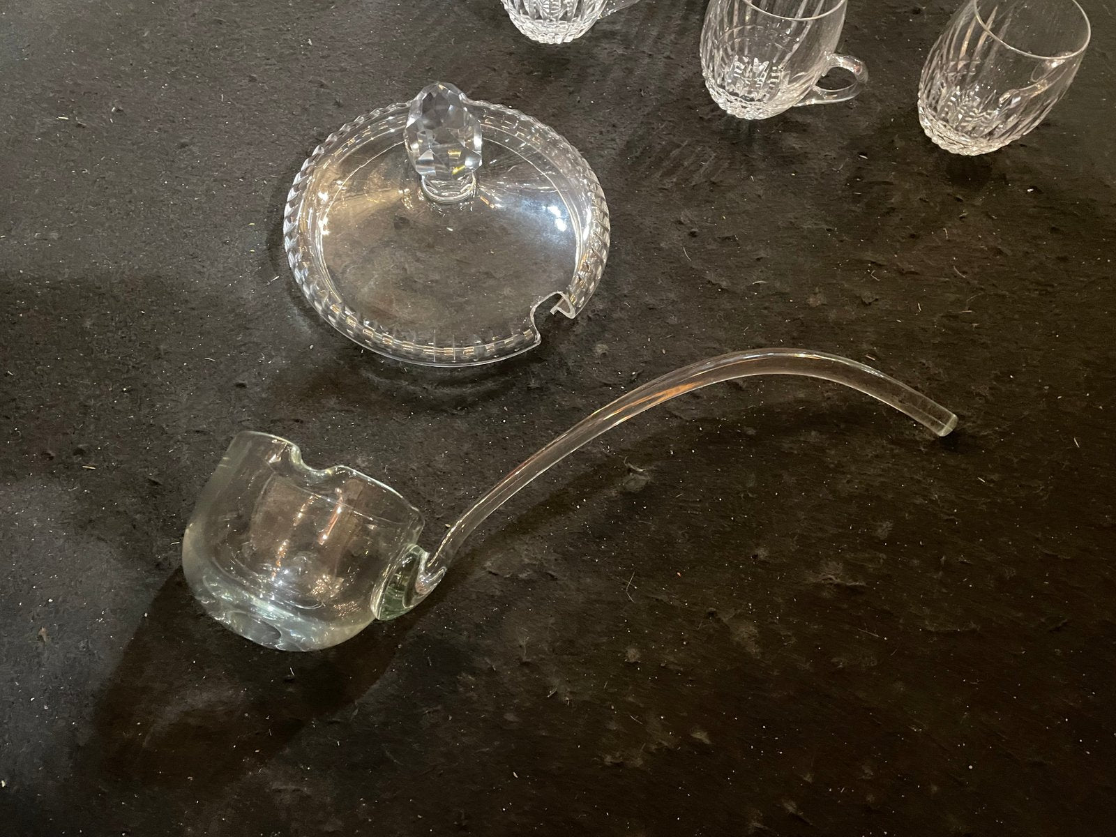 St Louis Crystal Punch Service with Bowl and Ladle, Set of 6