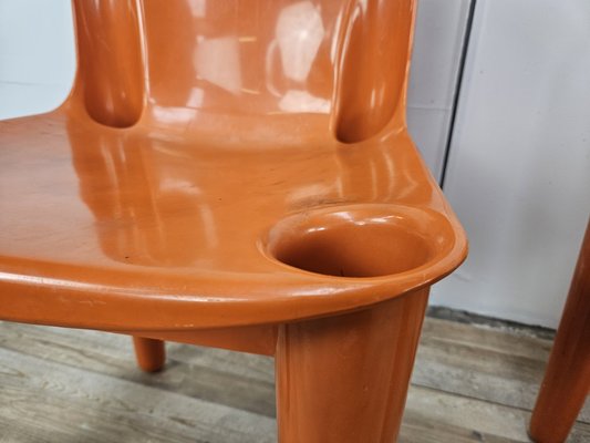 Stackable Chairs in Orange Plastic from the Casa 70 Collection by Albaplast for Dal Vera, 1970s, Set of 3-ZUW-2020082