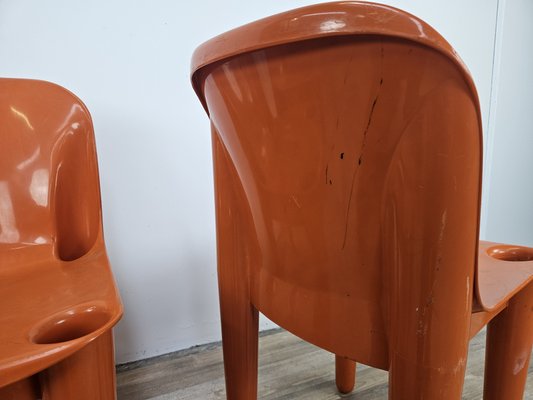 Stackable Chairs in Orange Plastic from the Casa 70 Collection by Albaplast for Dal Vera, 1970s, Set of 3-ZUW-2020082