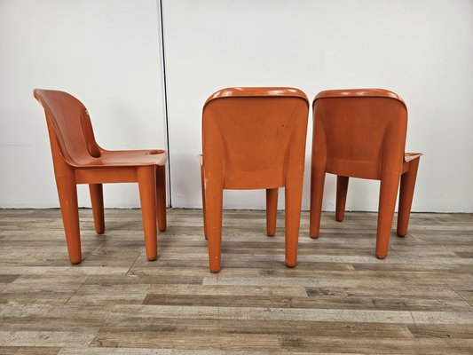 Stackable Chairs in Orange Plastic from the Casa 70 Collection by Albaplast for Dal Vera, 1970s, Set of 3-ZUW-2020082