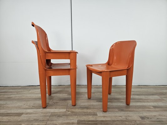 Stackable Chairs in Orange Plastic from the Casa 70 Collection by Albaplast for Dal Vera, 1970s, Set of 3-ZUW-2020082