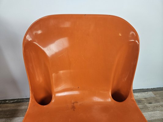 Stackable Chairs in Orange Plastic from the Casa 70 Collection by Albaplast for Dal Vera, 1970s, Set of 3-ZUW-2020082