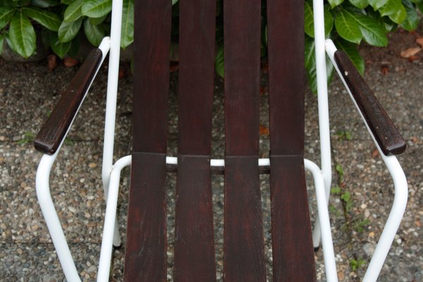 Stackable Garden Chairs in Teak and Steel Tube from Daneline Denmark, 1960s, Set of 5-OZL-1314523