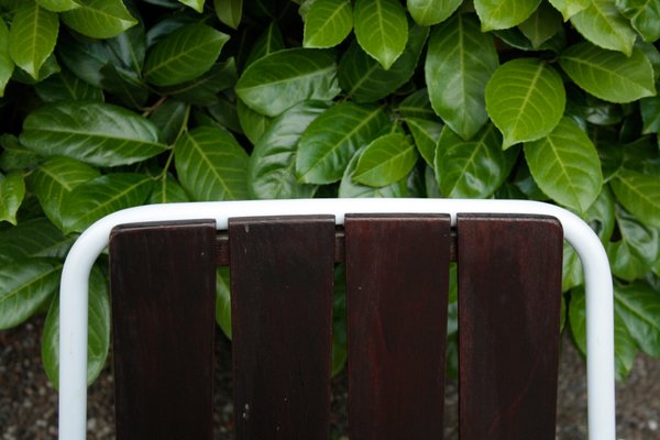 Stackable Garden Chairs in Teak and Steel Tube from Daneline Denmark, 1960s, Set of 5-OZL-1314523