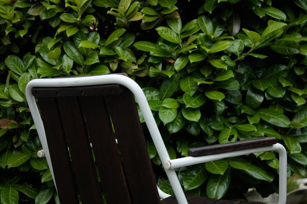 Stackable Garden Chairs in Teak and Steel Tube from Daneline Denmark, 1960s, Set of 5-OZL-1314523