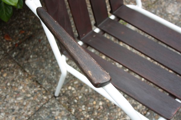 Stackable Garden Chairs in Teak and Steel Tube from Daneline Denmark, 1960s, Set of 5-OZL-1314523