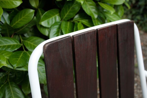 Stackable Garden Chairs in Teak and Steel Tube from Daneline Denmark, 1960s, Set of 5-OZL-1314523