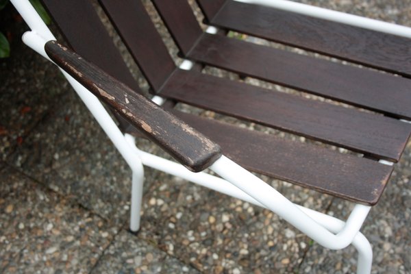 Stackable Garden Chairs in Teak and Steel Tube from Daneline Denmark, 1960s, Set of 5-OZL-1314523