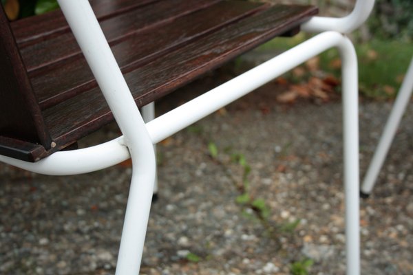 Stackable Garden Chairs in Teak and Steel Tube from Daneline Denmark, 1960s, Set of 5-OZL-1314523