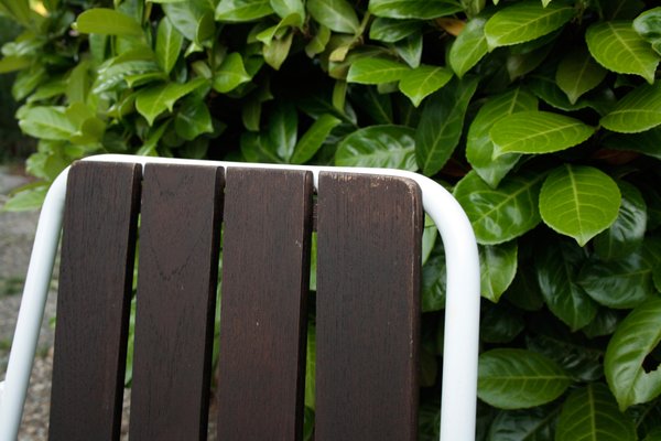 Stackable Garden Chairs in Teak and Steel Tube from Daneline Denmark, 1960s, Set of 5-OZL-1314523