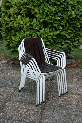 Stackable Garden Chairs in Teak and Steel Tube from Daneline Denmark, 1960s, Set of 5-OZL-1314523