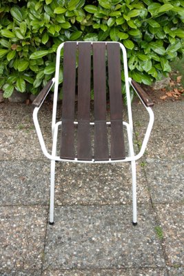 Stackable Garden Chairs in Teak and Steel Tube from Daneline Denmark, 1960s, Set of 5-OZL-1314523