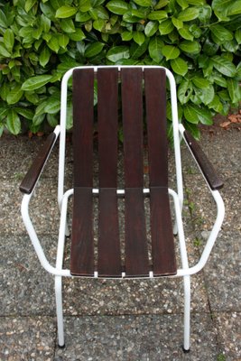 Stackable Garden Chairs in Teak and Steel Tube from Daneline Denmark, 1960s, Set of 5-OZL-1314523