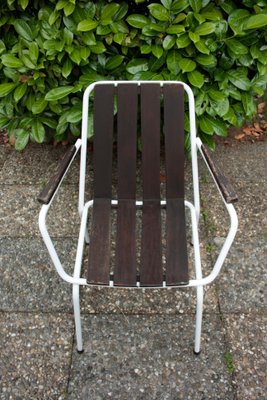 Stackable Garden Chairs in Teak and Steel Tube from Daneline Denmark, 1960s, Set of 5-OZL-1314523