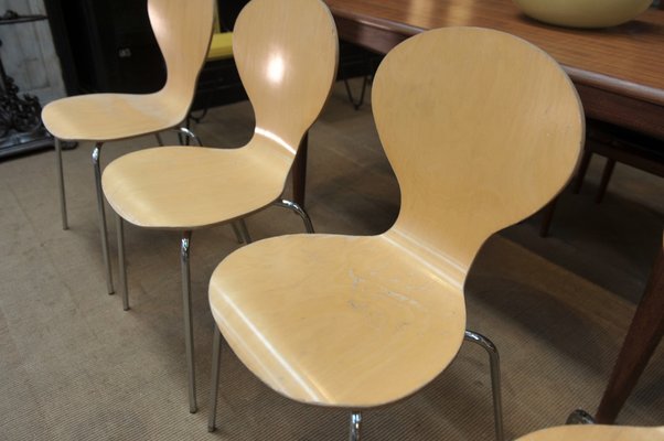 Stackable Metal and Wood Chairs, 1970, Set of 4-NEN-2043224