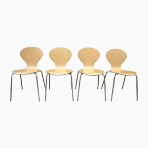 Stackable Metal and Wood Chairs, 1970, Set of 4-NEN-2043224