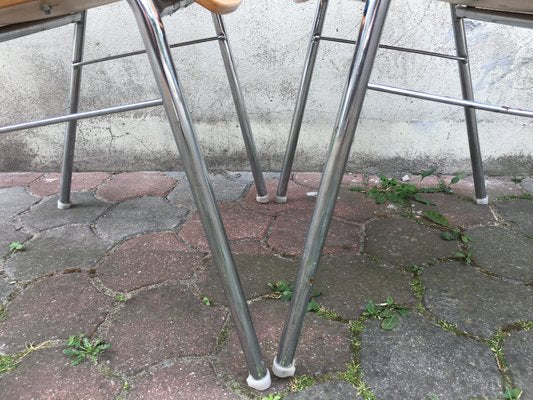 Stackable Metal and Wood Chairs, 1990s, Set of 6-WQQ-952272